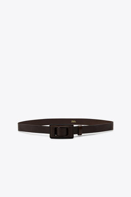 LEATHER BELT WITH COVERED BUCKLE - Zara фото 2