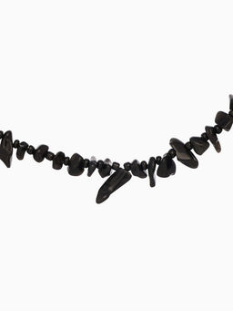 Ожерелье из камня, 45 см, чёрно-серое