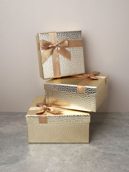 Коробка подарочная квадратная 3 штуки 19х19 см / 3403-A22-Z /уп 36/золото - ГалеонТрейд фото 6