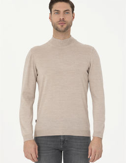 Ta_ Slim Fit Yar_m Bal_k__ Yaka Y_n Kar___ml_ Basic Triko Kazak - Pierre cardin фото 3