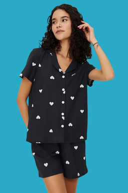 Trendyolmilla Ekru-Cok Renkli %100 Pamuklu Kalpli Sortlu Orme Pijama Tak?m? THMSS21PT0756 фото 52