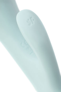 Нереалистичный вибратор Satisfyer Triple Oh, силикон, голубой, 24 см  фото 16