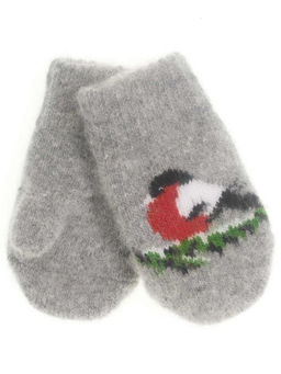 Варежки детские круговые "Снегирь на ёлке" 0109-4