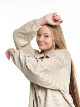 Вельветовая рубашка для девочки 22-7364 бежевый - Mini maxi фото 9