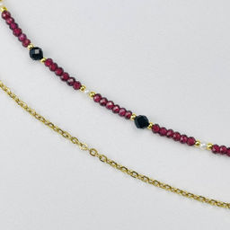 Колье двойное из Граната, Жемчуга, Шпинели и Агата 38/42 см +