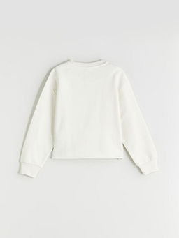 Bisiklet Yaka Bask?l? K?z ?ocuk Sweatshirt