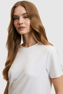 Kad_n Beyaz Bisiklet Yaka Basic Ti__rt - U.s. polo assn фото 2