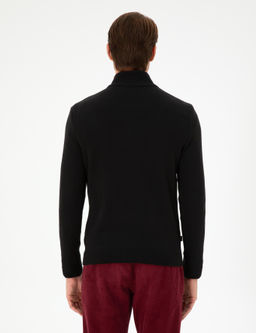 Siyah Slim Fit Fermuarl_ Dik Yaka Triko Kazak - Pierre cardin фото 5