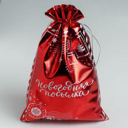 Цена за 10 шт. Мешочек подарочный парча «Новогодняя посылка», 20 х 30 см +/- 1.5 см