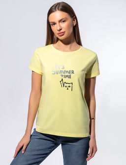 VILATTE / Футболка из премиального хлопка с принтом пайетками