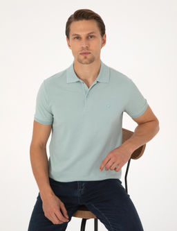 Koyu Mint Slim Fit %100 Pamuk K_vr_lmaz Polo Yaka Basic Ti__rt