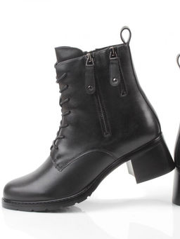 01-E102B-272A BLACK Ботинки демисезонные женские (натуральная кожа, байка)