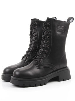 04-PAX86-1Z BLACK Ботинки зимние женские (натуральная кожа, 100% шерсть)
