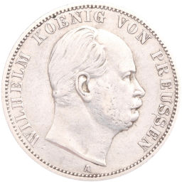 Монета 1 союзный талер 1867 года A Пруссия