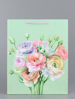 Цена за 2 шт. Пакет подарочный ламинированный вертикальный Цветочный вальс, 26?12?32 см