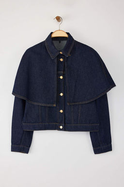 Kahverengi C?kar?labilir Pelerinli Denim Panco Ceket TWOAW26CE00001 - Trendyolmilla фото 5