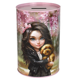 Копилка Феникс+, арт.69375/ 48 БРЮНЕТКА С СОБАЧКОЙ (15,7х10х10 см, металл, цвет: разноцветный, полно