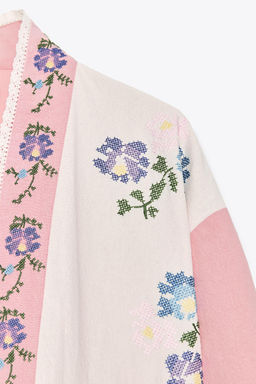 COTTON KAFTAN WITH FLORAL EMBROIDERY - Zara фото 8