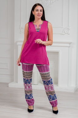 Пижама женская из майки и брюк из кулирки Лисандра бордо - Амадэль фото 8