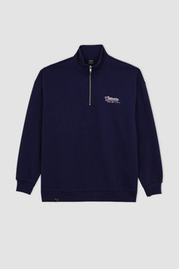 Толстовка с воротником-стойкой и принтом Comfort Fit - Defacto фото 9