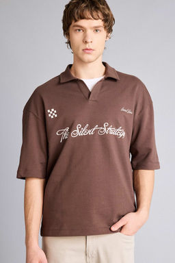 Loose F_t Slogan Bask_l_ Sweatshirt Kuma__ Polo Yaka Ti__rt