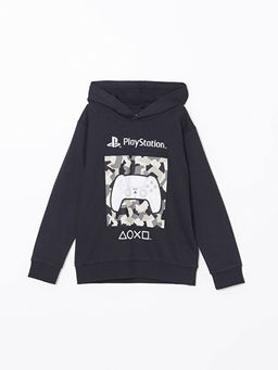 Kap??onlu PlayStation Bask?l? Erkek ?ocuk Sweatshirt