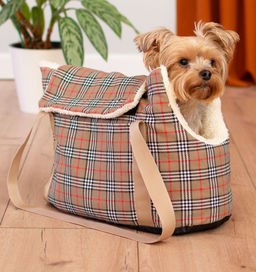 Сумка-переноска утеплённая "Билли" с карманом 45*22*29см, клетка 99ред99 9082клетка 9082клетка