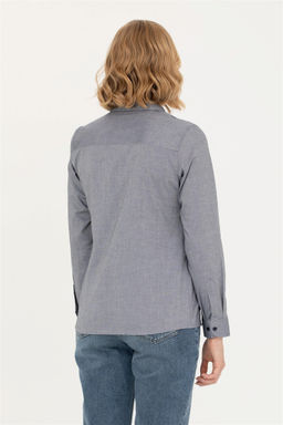 Женская базовая рубашка темно-синего меланжевого цвета с длинным рукавом Неожиданная скидка в корзине - U.s. polo assn фото 5