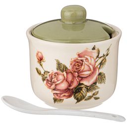 САХАРНИЦА С ЛОЖКОЙ КОРЕЙСКАЯ РОЗА 10*10 СМ. ВЫСОТА=9,5 СМ. / 300 МЛ. - Agness фото 3