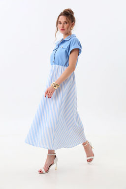 Платье NIKVA н969-2 голубой+бело-голубая полоска  фото 5