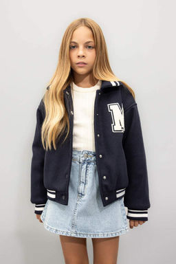 Пальто с воротником на молнии для девочек - Defacto фото 3