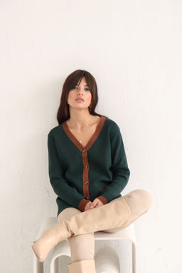 Martichelli Кардиган Emerald с коричневой отделкой  фото 7