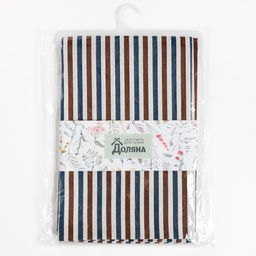 Скатерть Доляна 145х145см, Полоска цвет сине-коричневый, 100% п/э, рогожка, 200 гр/м  фото 10