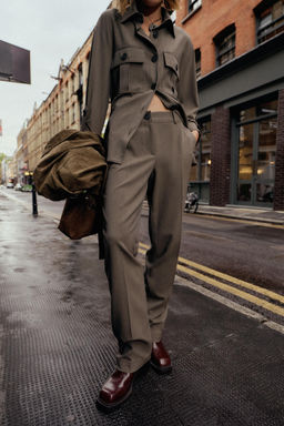 STRAIGHT-LEG TROUSERS WITH TOPSTITCHING - Zara фото 2