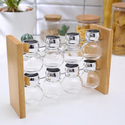 Набор для специй на подставке «Эко», 8 предметов: 100 мл, стекло