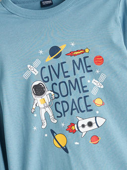 Bisiklet Yaka Bask?l? Erkek ?ocuk Pijama Tak?m?