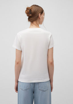 Bask?l? Beyaz Tisort - Mavi фото 4