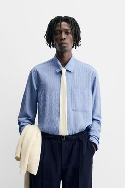 CREASED-EFFECT STRIPED FLOWING SHIRT - Zara фото 2