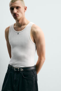 Майка CAMISETA TANK PUNTO RIB слоновая кость