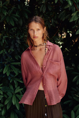 SEMI-SHEER OVERSIZE FLOWING SHIRT - Zara фото 11