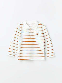 Polo Yaka Uzun Kollu ?izgili Erkek Bebek Ti??rt ve Pantolon 2li Tak?m - Waikiki фото 2