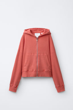 SUDADERA CROPPED WAFFLE PUKAS SURF / Rojo