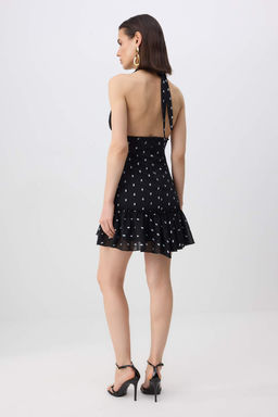 Siyah Puantiyeli Sifon Astarl? Mini S?k Elbise TPRSS26EL00145 - Trendyolmilla фото 4