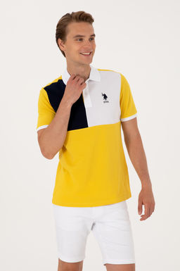 Erkek Regular Fit Polo Yaka Koyu Sar_ Ti__rt Sepette S_rpriz _ndirim
