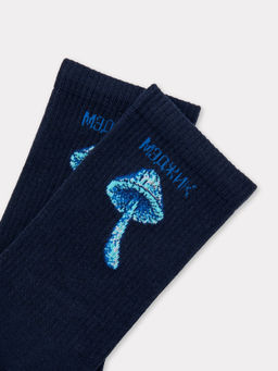 Цена за 5 пар! Ноские мужские темно-синие с рисунком в виде надписи и гриба т.синий Mark Formelle
