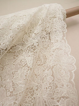 Кружевное полотно Ажурный сад (фестон с 2х ст.) цв.кремовый, ш.1.3м, хл-80%, нейлон-20% - Купава фото 2