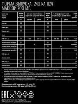 (ЧЗ)БАД ОMEGA 3-6-9 (ОМЕГА 3-6-9) 240 капсул МЖК 700мг тм AWOCHACTIVЕ - AWOCHACTIVE фото 3