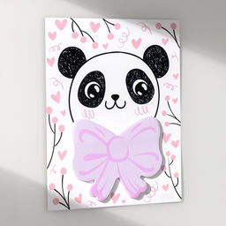 Магнит на холодильник с блоком для записей Панда с бантом, 12.5?15.7 см