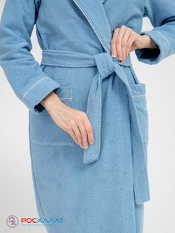 Женский махровый халат с кантом голубой МЗ-32 (62)