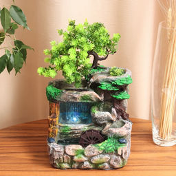 Фонтан «Каменная стена под деревом», 30×17 см, с подсветкой, без шарика